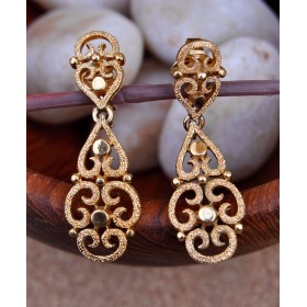 Delicately Carved Gold Dangler Earrings